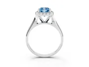 Cushion Cut Halo Engagement Ring Setting for a Fancy Blue Lab-Grown Diamond | Square Profile Band | White Gold