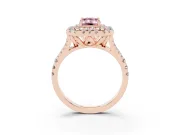Emerald Cut Halo Split Shank Engagement Ring Setting for a Fancy Pink Lab-Grown Diamond | Pavé Strands | Rose Gold