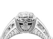 Radiant Cut Vintage Milgrain Engagement Ring Setting | Hidden Halo | Sterling Silver
