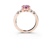 Round Five Stone Engagement Ring Setting for a Fancy Pink Lab-Grown Diamond | Rose Gold