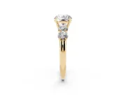 Round Five Stone Engagement Ring Setting | Prong Set Side Stones | Yellow Gold