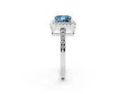 Fancy Blue Princess Cut Diamond Pavé Band Halo Engagement Ring Set in White gold with Prong Setting