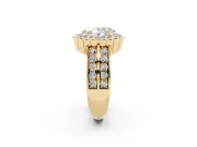 Oval Scalloped Halo Engagement Ring Setting | Double Row Band | Yellow Gold