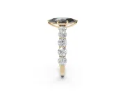 Marquise Side Stone Engagement Ring Setting for a Black Center | Yellow Gold