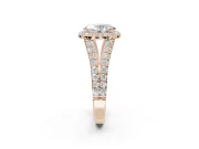 Oval Halo Pavé Engagement Ring Setting | Narrow Split Shank | Rose Gold