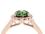 Oval Halo Engagement Ring Setting for a Fancy Green Lab-Grown Diamond | Flat Tapered Band | Rose Gold