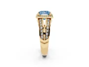Princess Cut Halo Engagement Ring Setting for a Fancy Blue Lab-Grown Diamond | Two-Row Pave Split Shank | Yellow Gold