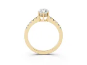 Marquise Hidden Halo Solitaire Engagement Ring Setting | Shared Prong Band | Yellow Gold