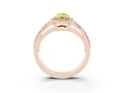 Pear-Shaped Halo Engagement Ring Setting for a Fancy Yellow Lab-Grown Diamond | Two-Row Pave Split Shank | Rose Gold