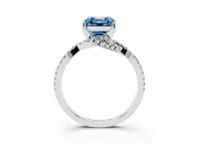 Fancy Blue Asscher Cut Diamond Twist Pavé Solitaire Engagement Ring Set in Silver with Prong Setting