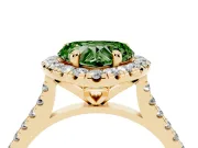 Heart-Shaped Halo Engagement Ring Setting for a Fancy Green Lab-Grown Diamond | Tapered Band | Yellow Gold