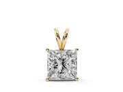 Princess Cut Lab-Grown Diamond Solitaire Pendant | Split Bail | Yellow Gold
