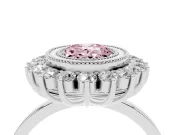Oval Bezel Halo Engagement Ring Setting for a Fancy Pink Lab-Grown Diamond | Platinum
