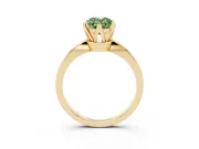 Fancy Green Oval Cut Diamond Solitaire Engagement Ring Set in Yellow gold with Slim Tapered Solitaire Band