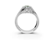 Marquise Vintage Bezel Engagement Ring Setting for a Fancy Green Lab-Grown Diamond | Engraved Band | White Gold