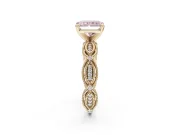 Radiant Cut Vintage Engagement Ring Setting for a Fancy Pink Lab-Grown Diamond | Graduated Stations | Yellow Gold