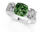 Cushion Cut Engagement Ring Setting for a Fancy Green Lab-Grown Diamond | Sterling Silver - Design NV-24908