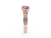 Princess Cut Three Row Pave Engagement Ring Setting for a Fancy Pink Lab-Grown Diamond | Rose Gold