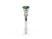 Round Five Stone Engagement Ring Setting for a Fancy Green Lab-Grown Diamond | Prong Set Side Stones | Sterling Silver