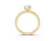 Pear-Shaped Shared Prong Solitaire Engagement Ring Setting | Pavé Band | Yellow Gold
