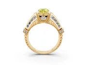 Pear-Shaped Vintage Milgrain Engagement Ring Setting for a Fancy Yellow Lab-Grown Diamond | Hidden Halo | Yellow Gold