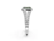 Emerald Cut Halo Pavé Engagement Ring Setting for a Fancy Green Lab-Grown Diamond | Narrow Split Shank | Sterling Silver
