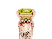 Asscher Cut Filigree Engagement Ring Setting for a Fancy Yellow Lab-Grown Diamond | Rose Gold