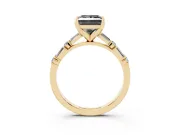 Princess Cut Baguette Side Stone Engagement Ring Setting for a Black Center | Yellow Gold