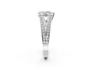 Pear-Shaped Split Shank Pavé Engagement Ring Setting | Engraved Leaf Sides | Sterling Silver