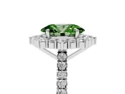 Oval Scalloped Halo Engagement Ring Setting for a Fancy Green Lab-Grown Diamond | Single Row Pave | Platinum
