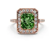 Radiant Cut Halo Engagement Ring Setting for a Fancy Green Lab-Grown Diamond | Polished Halo Rim | Rose Gold