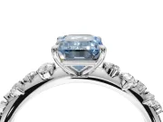 Emerald Cut Graduated Solitaire Engagement Ring Setting for a Fancy Blue Lab-Grown Diamond | Sterling Silver