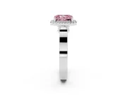Radiant Cut Halo Engagement Ring Setting for a Fancy Pink Lab-Grown Diamond | Pavé Panel Shoulders | Platinum