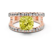 Cushion Cut Pavé Engagement Ring Setting for a Fancy Yellow Lab-Grown Diamond | Rose Gold - Design NV-24679