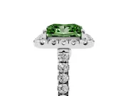 Princess Cut Halo Engagement Ring Setting for a Fancy Green Lab-Grown Diamond | Pave Shoulders | Platinum