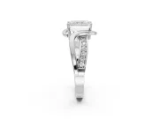 Radiant Cut Bypass Solitaire Engagement Ring Setting | Pavé and Plain Strands | White Gold