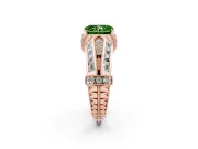 Fancy Green Radiant Cut Diamond Vintage-Inspired Milgrain Ring Set in Rose gold with Accent Split Shank
