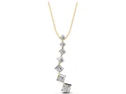 Princess Cut Lab-Grown Diamond Graduated Curve Drop Necklace | Set on Point | Yellow Gold