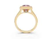 Princess Cut Vintage Milgrain Halo Engagement Ring Setting for a Fancy Pink Lab-Grown Diamond | Bezel Head | Yellow Gold