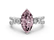 Marquise Three Stone Engagement Ring Setting for a Fancy Pink Lab-Grown Diamond | Sterling Silver