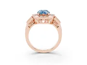 Pear-Shaped Milgrain Sectioned Halo Engagement Ring Setting for a Fancy Blue Lab-Grown Diamond | Rose Gold