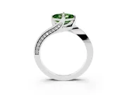 Fancy Green Asscher Cut Diamond Solitaire Ring Set in Silver with Intertwined Pavé Twist Band