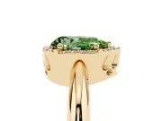 Pear-Shaped Halo Engagement Ring Setting for a Fancy Green Lab-Grown Diamond | Plain Tapered Band | Yellow Gold