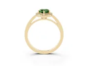 Fancy Green Pear Cut Diamond Halo Ring Set in Yellow gold with Solitaire Band and Prong Setting