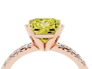 Fancy Yellow Princess Cut Diamond Solitaire Pavé Engagement Ring Set in Rose gold with Round Band and Prong Setting