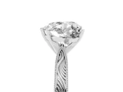 Heart-Shaped Engraved Solitaire Engagement Ring Setting | Milgrain Edges | White Gold