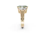 Marquise Three Stone Engagement Ring Setting for a Fancy Green Lab-Grown Diamond | Beaded Shoulders | Yellow Gold