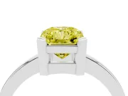 Fancy Yellow Radiant Cut Diamond Solitaire Ring Set in Platinum with Prong Head and Smooth Polished Band