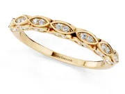 Marquise Motif Diamond Openwork Eternity Band Set in Yellow gold with Pavé and Bezel Setting