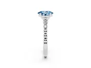 Fancy Blue Oval Cut Diamond Solitaire Engagement Ring Set in Platinum with Bezel Accents on Beaded Band